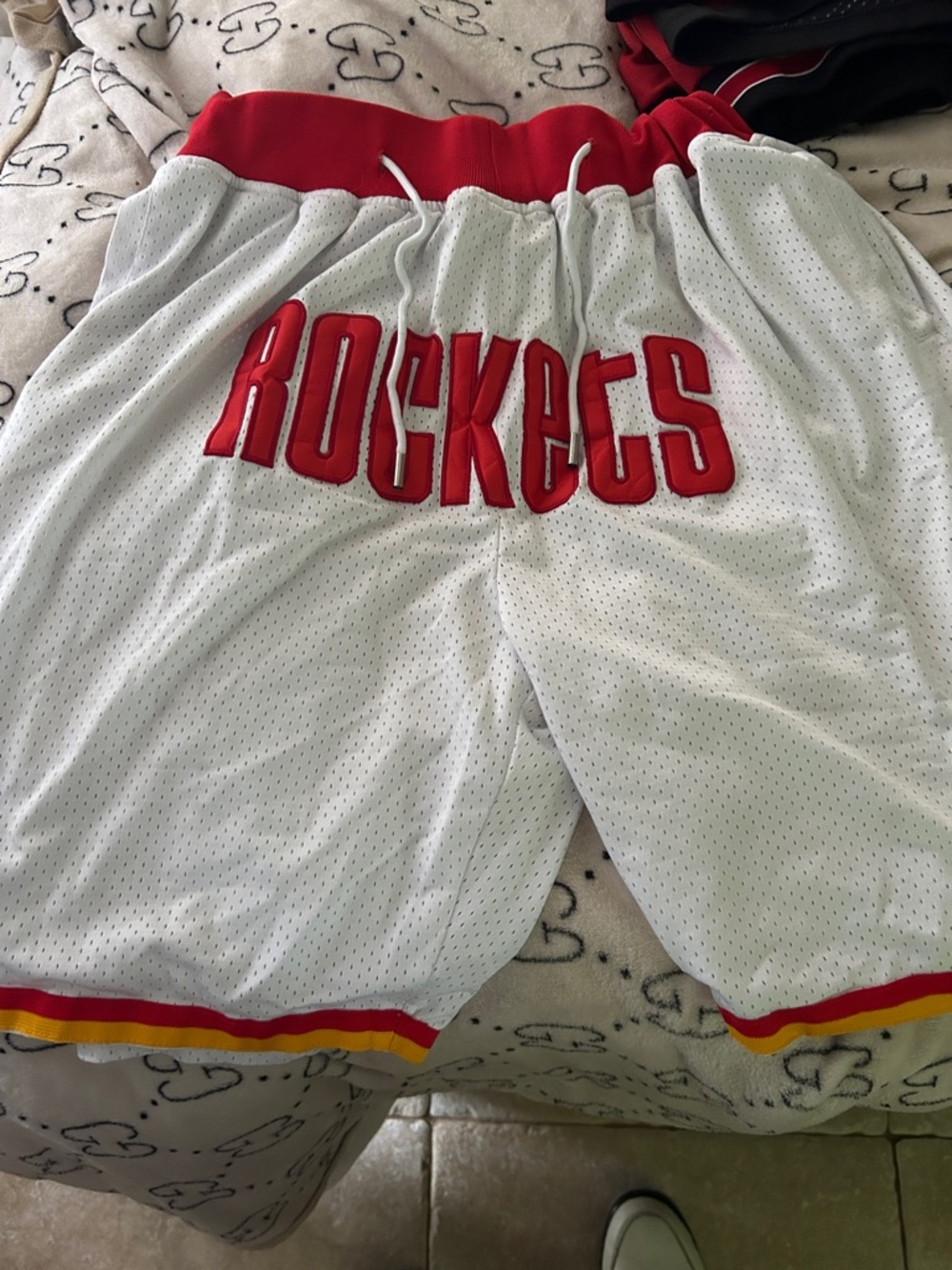Just Don Rockets White Red Athletic Shorts